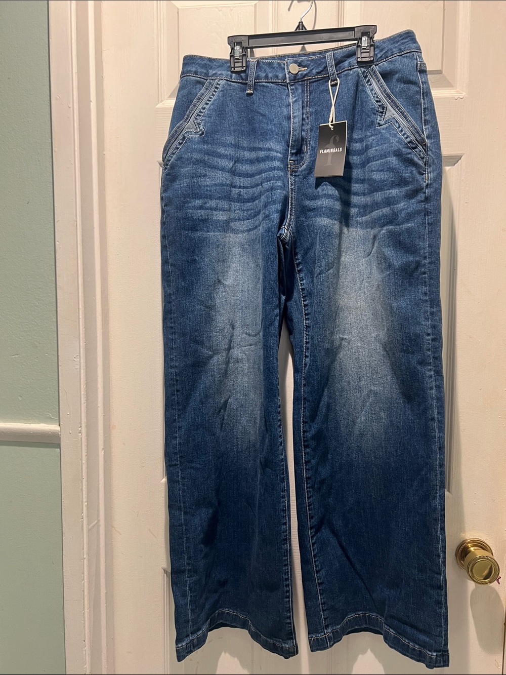 Flamingals Flared Wide-Leg Women's Jeans - Blue NWT